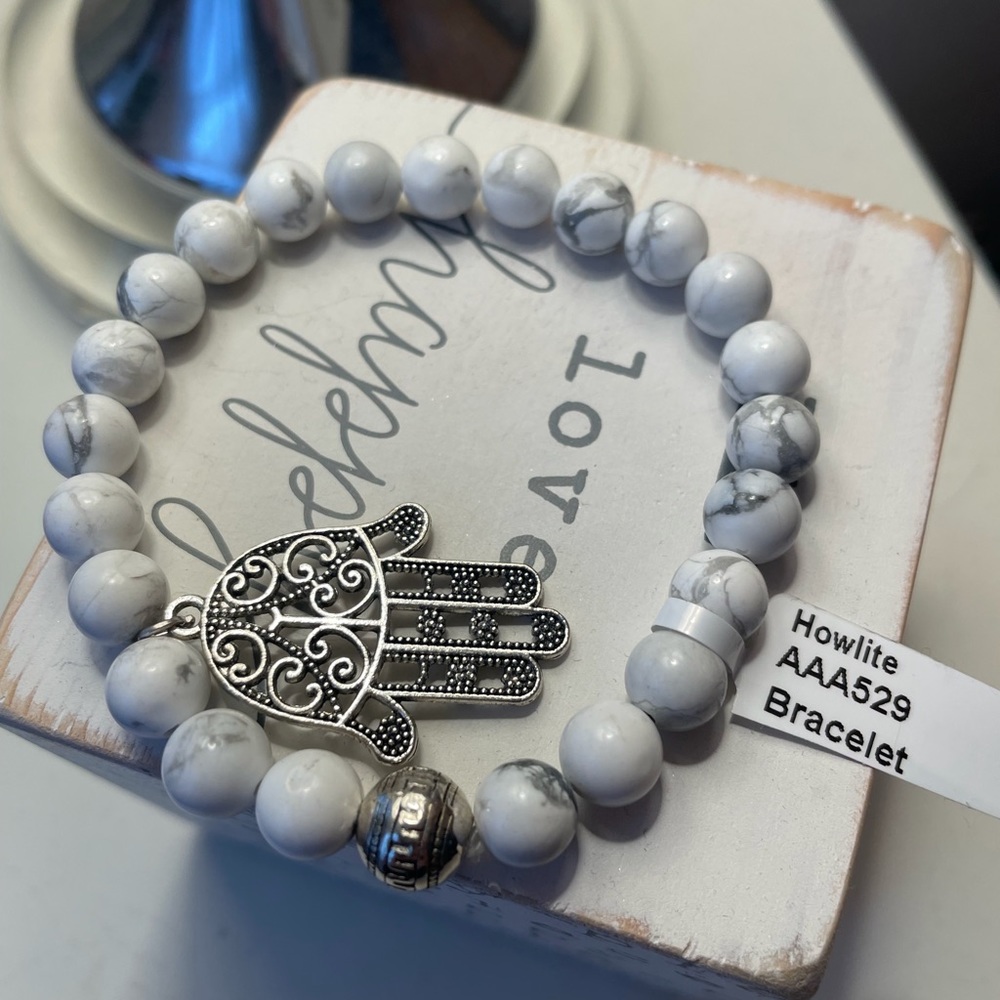 Natural Imported Genuine Howlite Beaded Bracelet